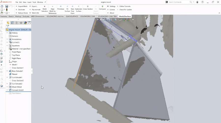 Scan data used for guide for making CAD model