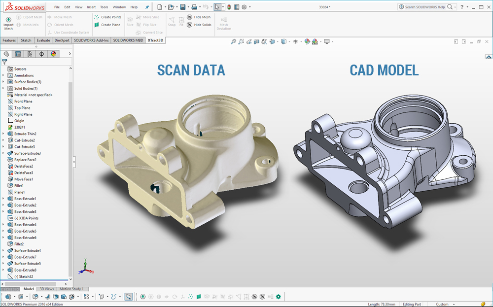 XTract3D interface