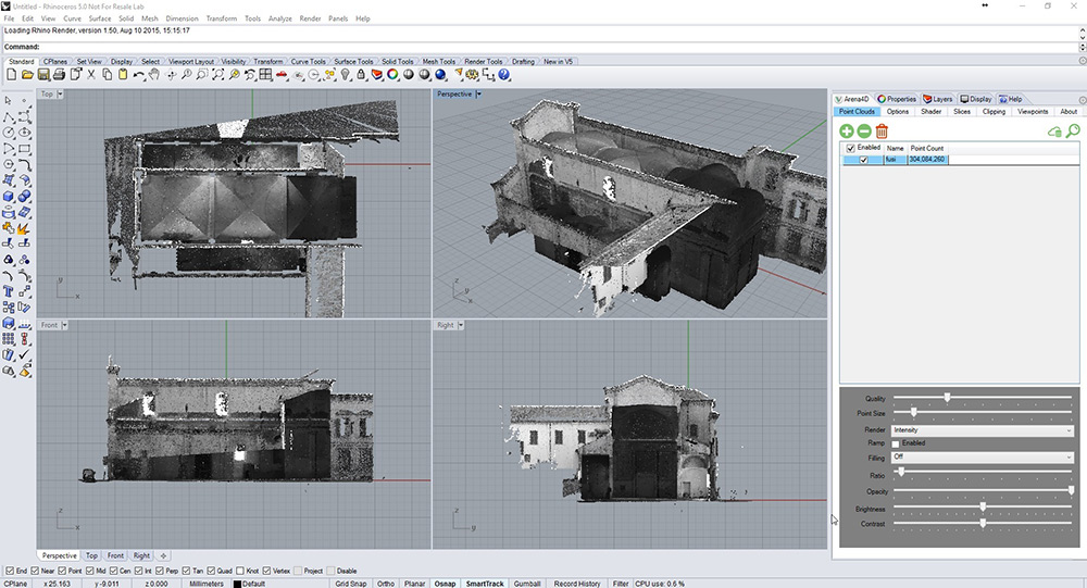 Veesus point clouds for Rhino screen shot