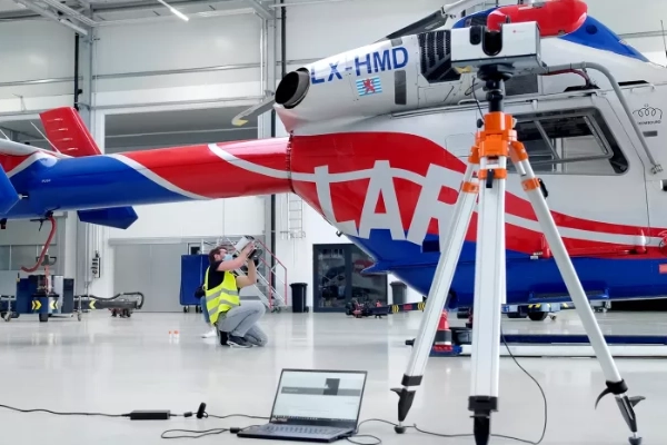 Air rescue helicopter being 3d scanned with Artec Ray