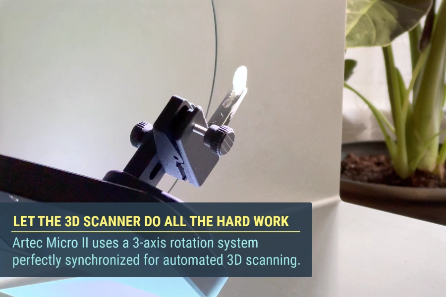 Artec Micro II positions gemstone along the best 3D scanning path