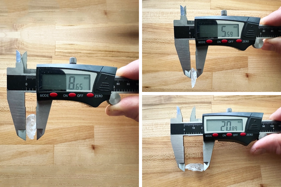 Gemstone measurements with caliper